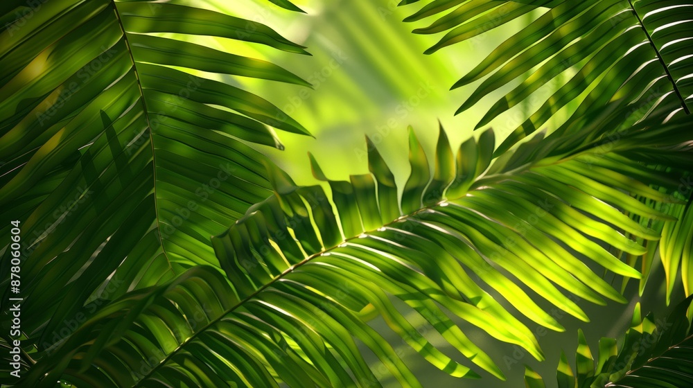 Poster leaf textures in ferns and palms have intricate patterns, serving functional purposes and enhancing 