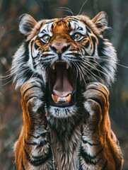 Fototapeta premium Very surprised tiger with open mouth