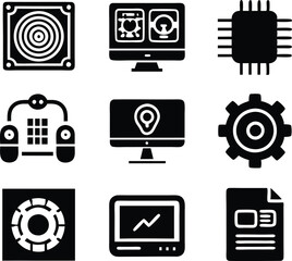 set of technology icon. technology, digital, background, business, network, data, abstract, futuristic, information