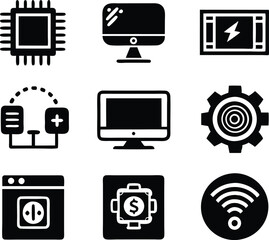 set of technology icon. technology, digital, background, business, network, data, abstract, futuristic, information