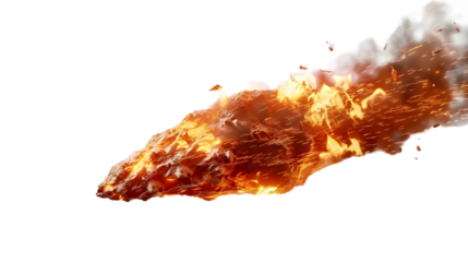 The Falling Meteor, Comet in space, leaving a fire trail behind, An asteroid concept with free falling isolated on transparent background