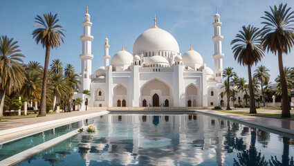  the Hagia Sophia mosque in Istanbul, Turkey, with six tall minarets, a large central dome, and a sunset sky.