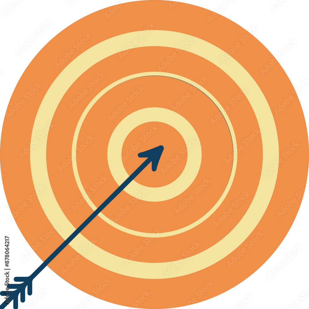 Poster dartboard with arrow icon in orange and yellow color.