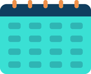 Flat Style Calendar Icon in Turquoise Blue Color.