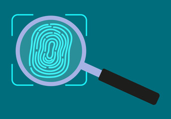 Fingerprint Scan Illustration glass is focused 