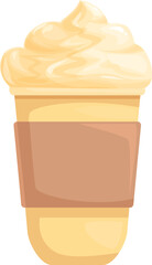 Takeaway coffee cup with whipped cream is waiting for its owner