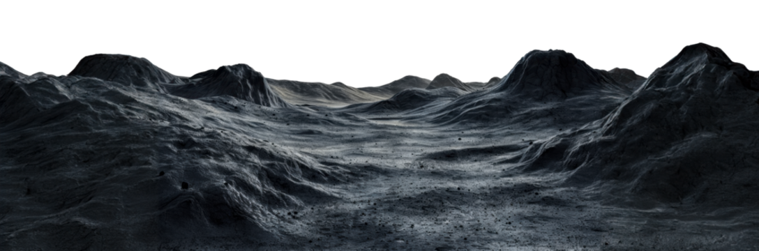 Dark gray hills in a desert landscape, cut out - stock png.