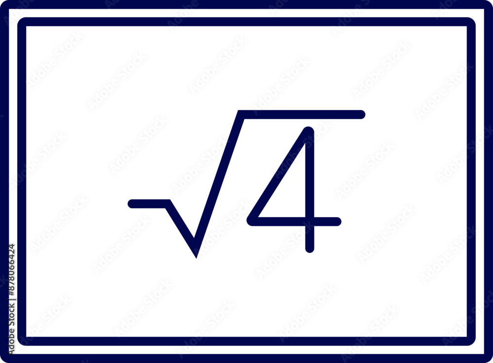 Poster square root of 4 on paper icon for mathematics study.