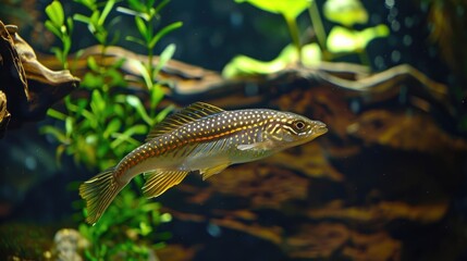 Fototapeta premium Aquarium fish known as Channa micropeltes