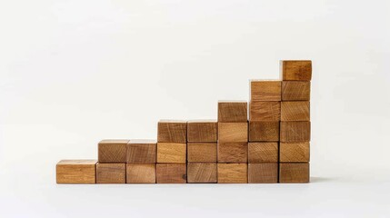Fototapeta premium Arranging wooden blocks like stairs for business growth success concept