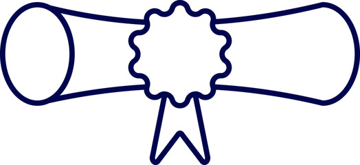 Blue Line art illustration of diploma icon.