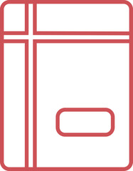 Isolated book icon in orange line art.