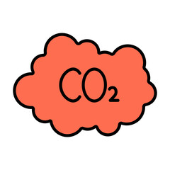 CO2 cloud line icon. Carbon dioxide, greenhouse gas, pollution, climate change, emission, environment, global warming, air quality, carbon footprint, atmosphere, CO2, cloud, pollution, gas