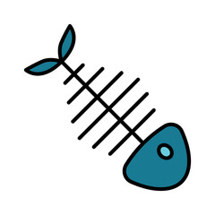 Fish skeleton line icon. Marine life, fish bones, environmental impact, waste, pollution, aquatic life, dead fish, marine ecosystem, ocean, decomposition, fish, skeleton, bones, environmental