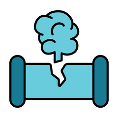 Leaking pipe line icon. Broken, crack, water leakage, plumbing issue, pipe burst, damage, repair, infrastructure, utility problem, leaking, pipe, line, icon, water, leakage