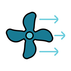 Propeller line icon. Airflow, fresh air, ventilation, mechanical component, fan blade, rotation, wind power, filtration, circulation, energy efficiency, propeller, virus, conditioning, mechanical