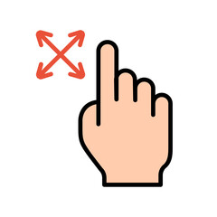 Touch pad icon. Index finger, doubleclick, decrease, increase, turn, rotation, approximation, press, Scrolling, click, arrow, sensor, turn. Zoom in, move, response time, x2