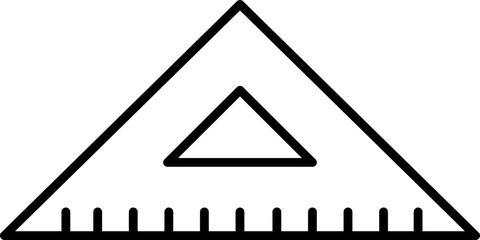 Line art illustration of triangle ruler scale icon.