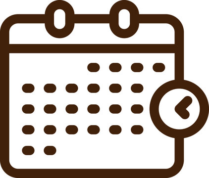 recommend clip art: Brown line art illustration of timetable icon.