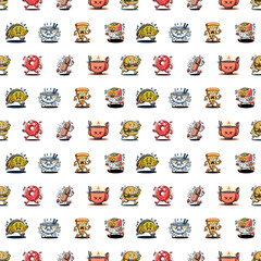 Food cartoon seamless background