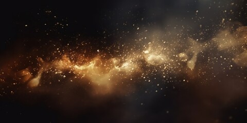 Fototapeta premium Abstract Cosmic Nebula with Golden Sparkles and Dust