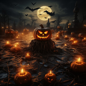 haloween illustraion grusselig k&uuml;rbis