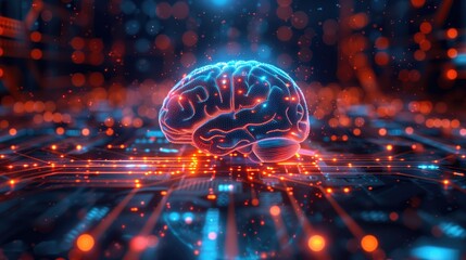 Obraz premium Abstract artificial intelligence brain technology background.