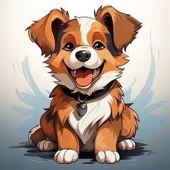 Obraz premium Lovable Cartoon Dog in a Soft and Clean Vector Illustration