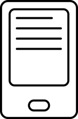 Book or Note app in smartphone icon in black line art.