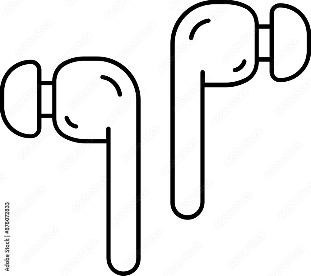 Canvas Prints wireless earbuds icon in black line art.