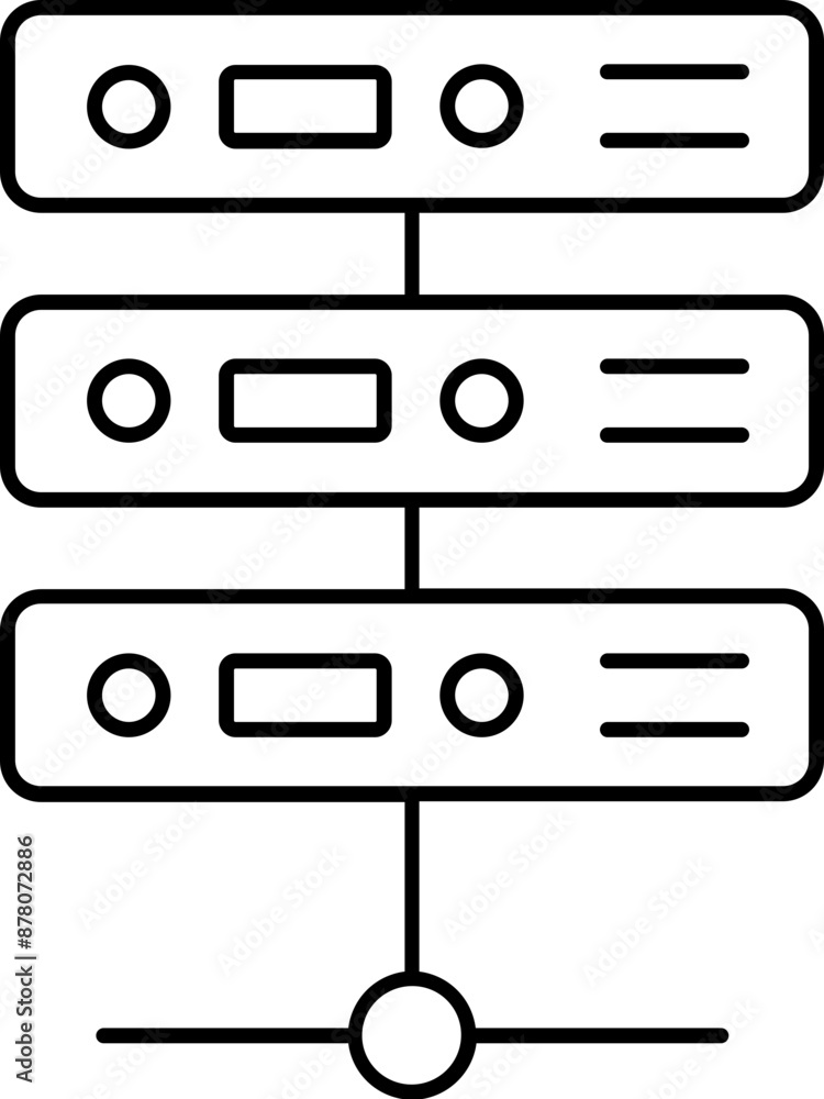 Canvas Prints isolated server icon in black line art.