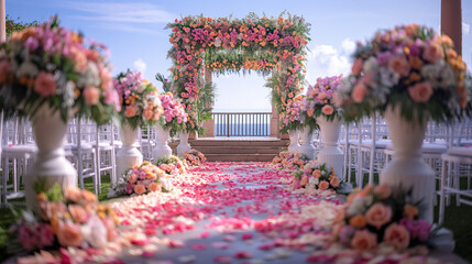 Wedding setting on the beach.
