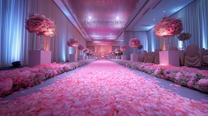 The decoration is the same, the Garden of Roses Comparable A path sprinkled with rose petals. Wedding, Decoration