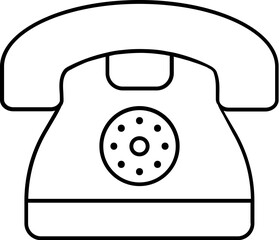 Telephone icon or symbol in black line art.