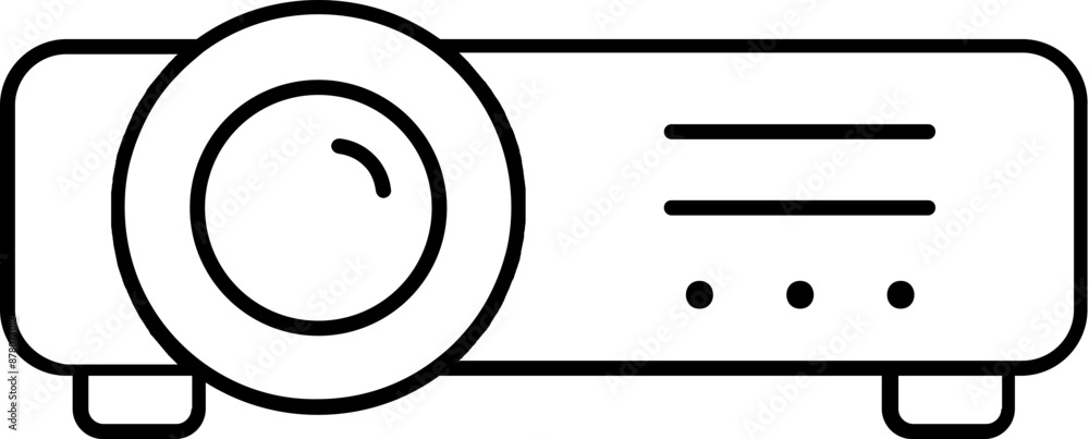 Poster flat style video projector icon in black outline.