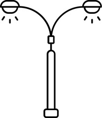 Street Lamp Icon in Black Line Art.