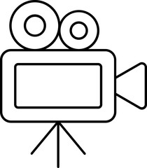 Video Camera Icon in Black Line Art.