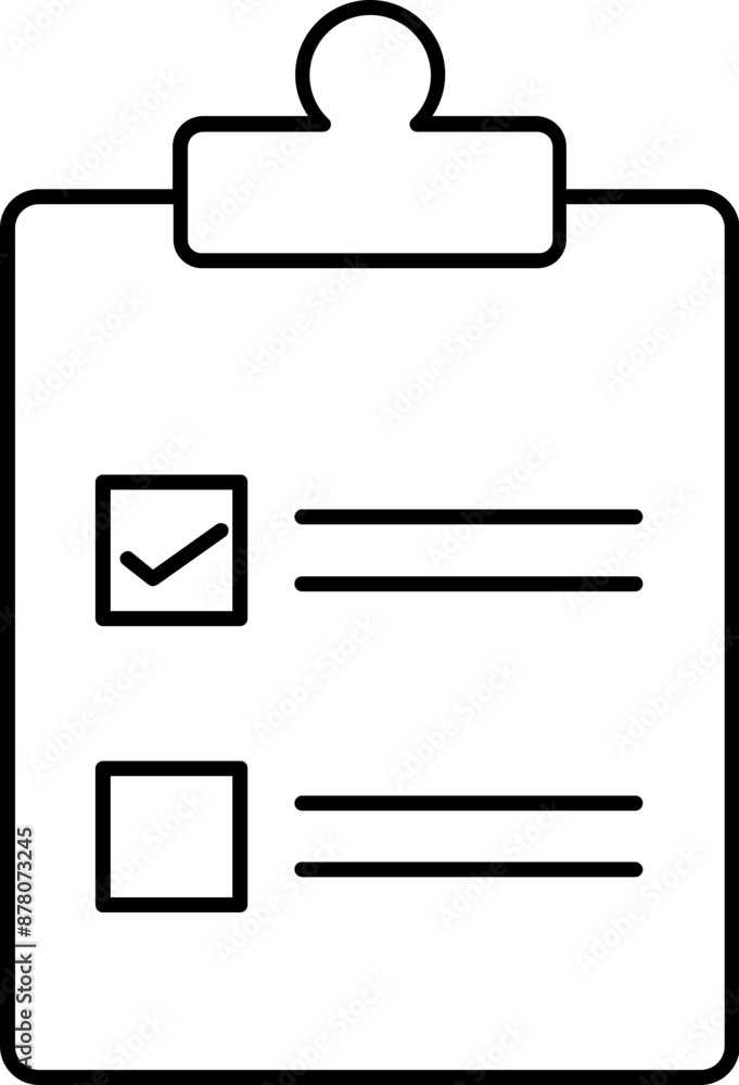 Poster clipboard icon or symbol in black outline.