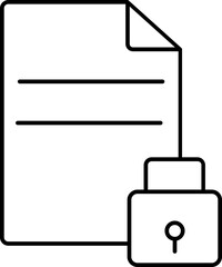 File or Document Lock Icon in Black Linear Style.