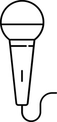 Flat Style Microphone Icon in Black Outline.