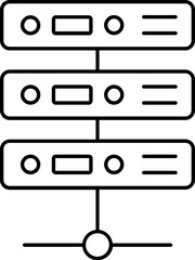 Isolated Server Icon in Black Line Art.