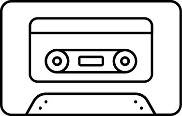 Flat style cassette tape icon in black outline.