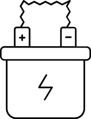 Automotive battery icon in black line art.