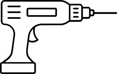 Drill Machine Icon in Black Line Art.