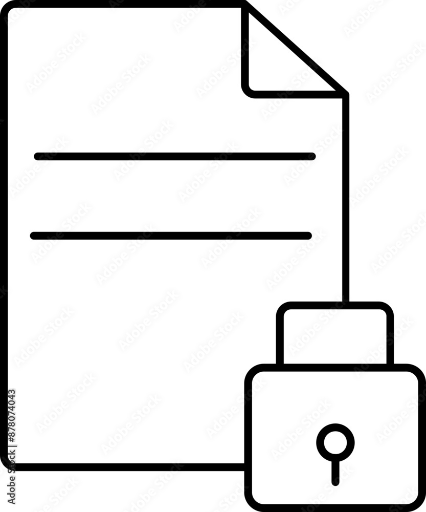 Poster file or document lock icon in black linear style.