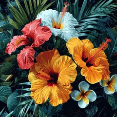 Contemporary Botanical Illustration with Detailed Realism in Flat Design