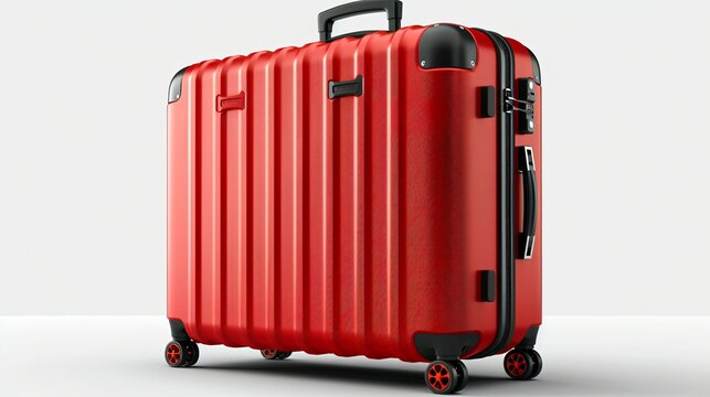 Red Hard-Shell Suitcase: Telescopic Handle, Four Spinner Wheels, Ribbed Design, Durable Travel Companion