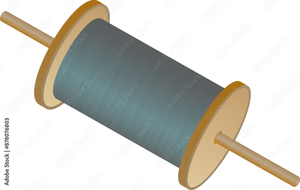 Poster string spool (thread) element in flat style.
