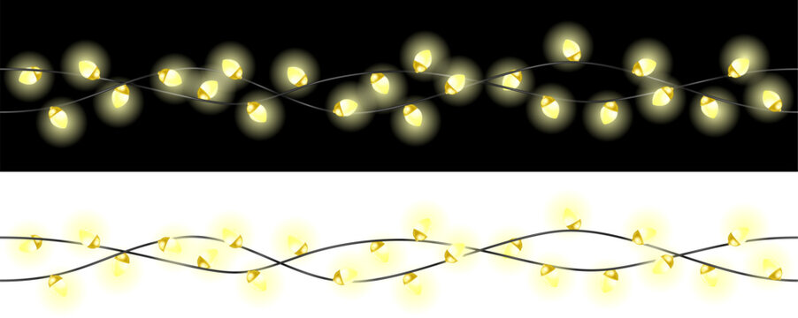 A string or wire line of Christmas decoration lights seamless repeatable design element