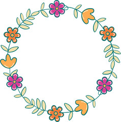 Empty Floral Circular Frame Element with Copy Space.